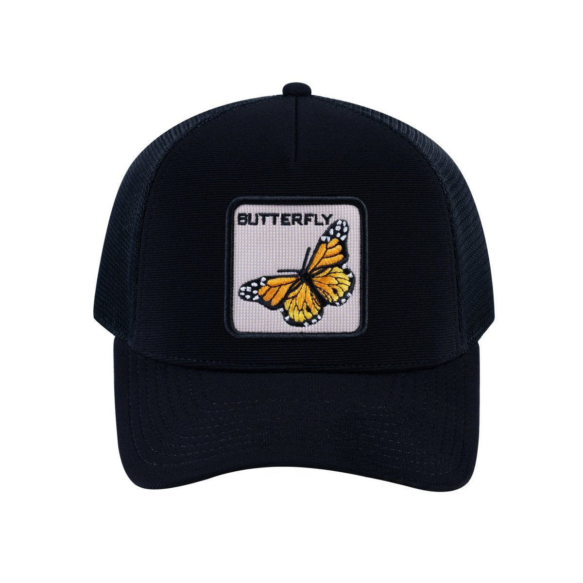 Butterfly V2 5-Panel Trucker Hat with Black front and Black back