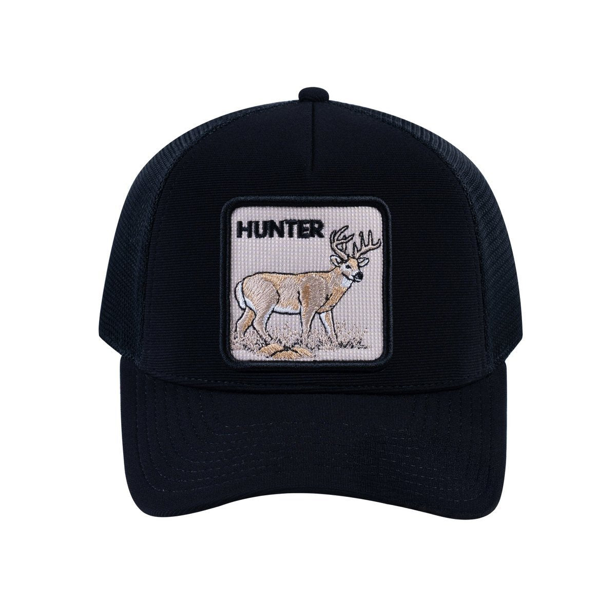 Hunter V2 5-Panel Trucker Hat with Black front and Black back