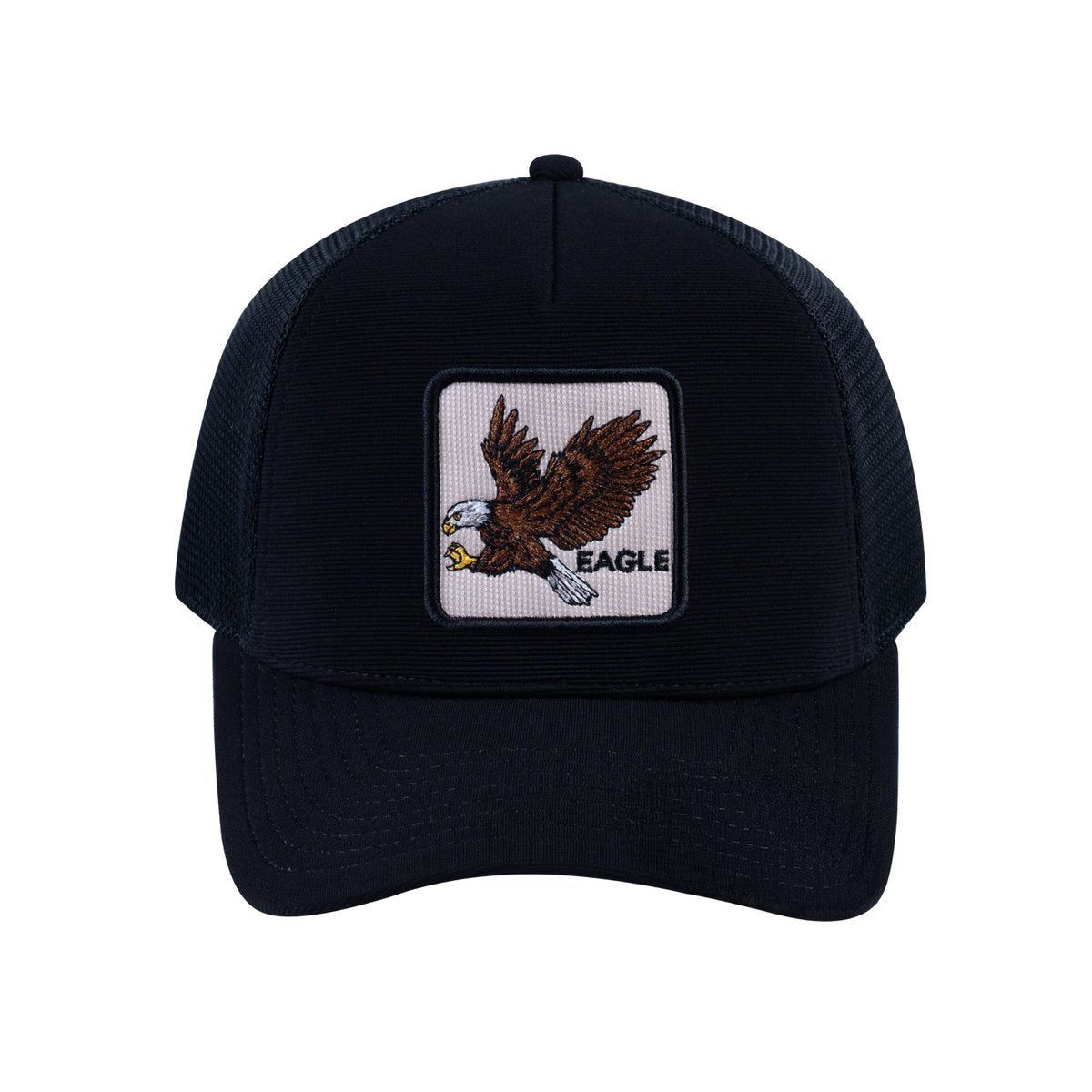Eagle V2 5-Panel Trucker Hat with Black front and Black back