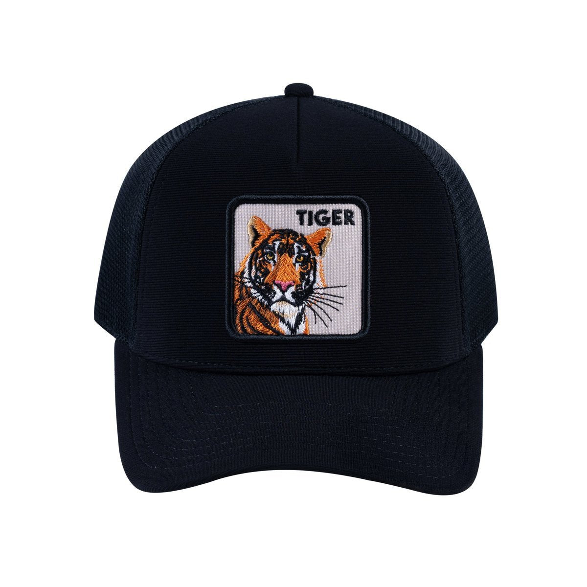 Tiger V2 5-Panel Trucker Hat with Black front and Black back