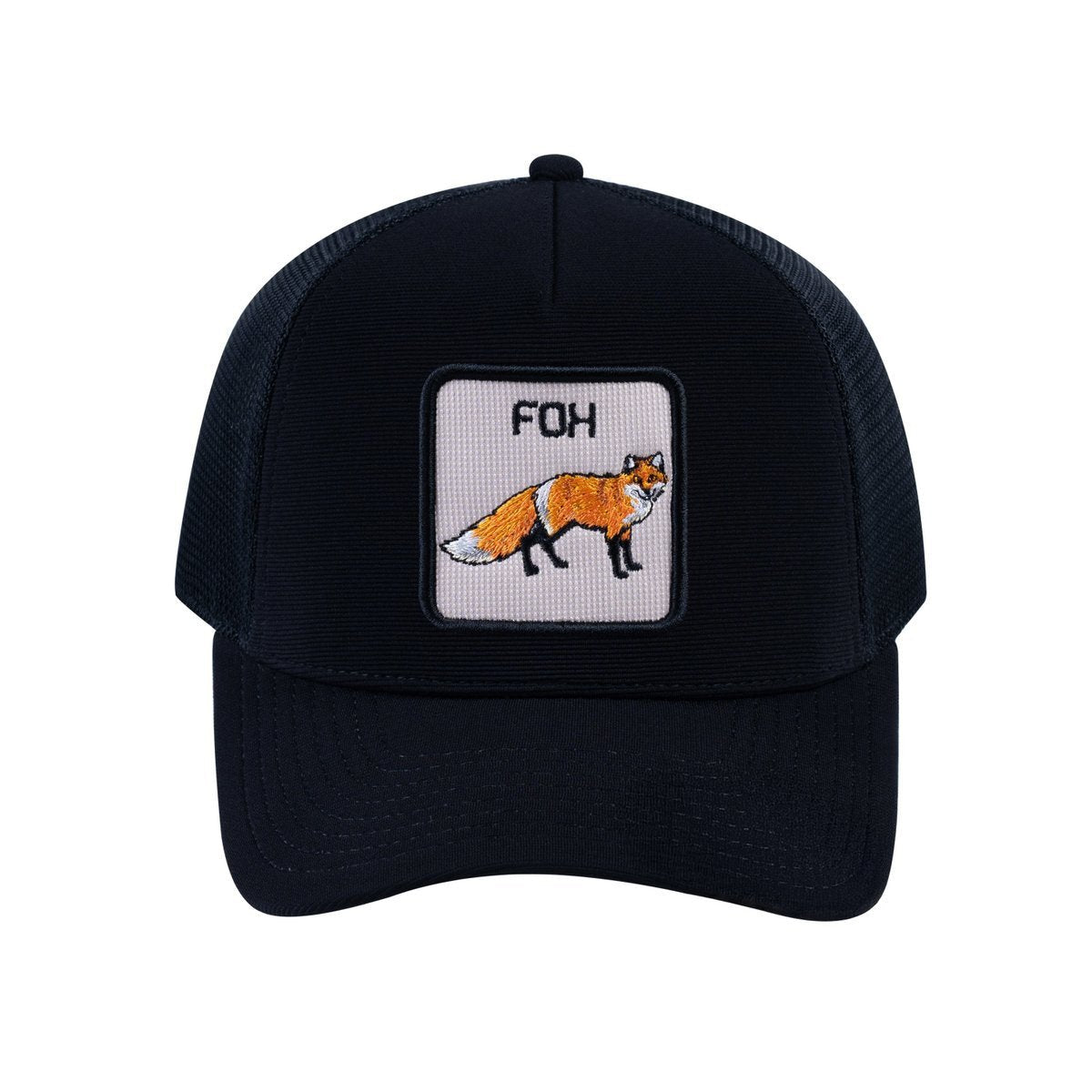 Fox V2 5-Panel Trucker Hat with Black front and Black back