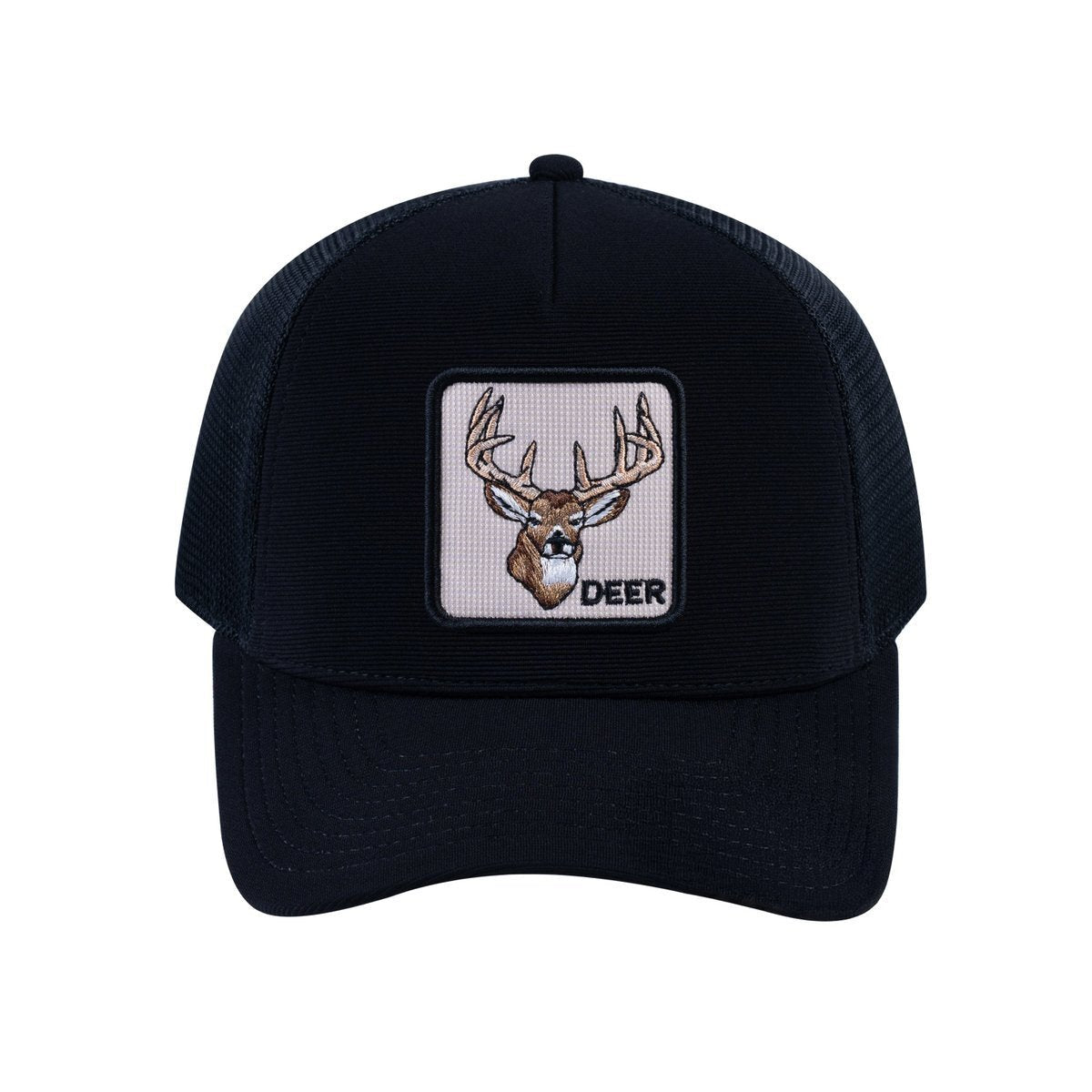 Deer V2 5-Panel Trucker Hat with Black front and Black back