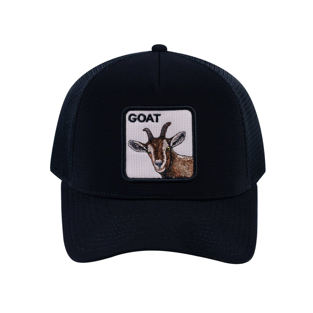 Goat V2 5-Panel Trucker Hat with Black front and Black back