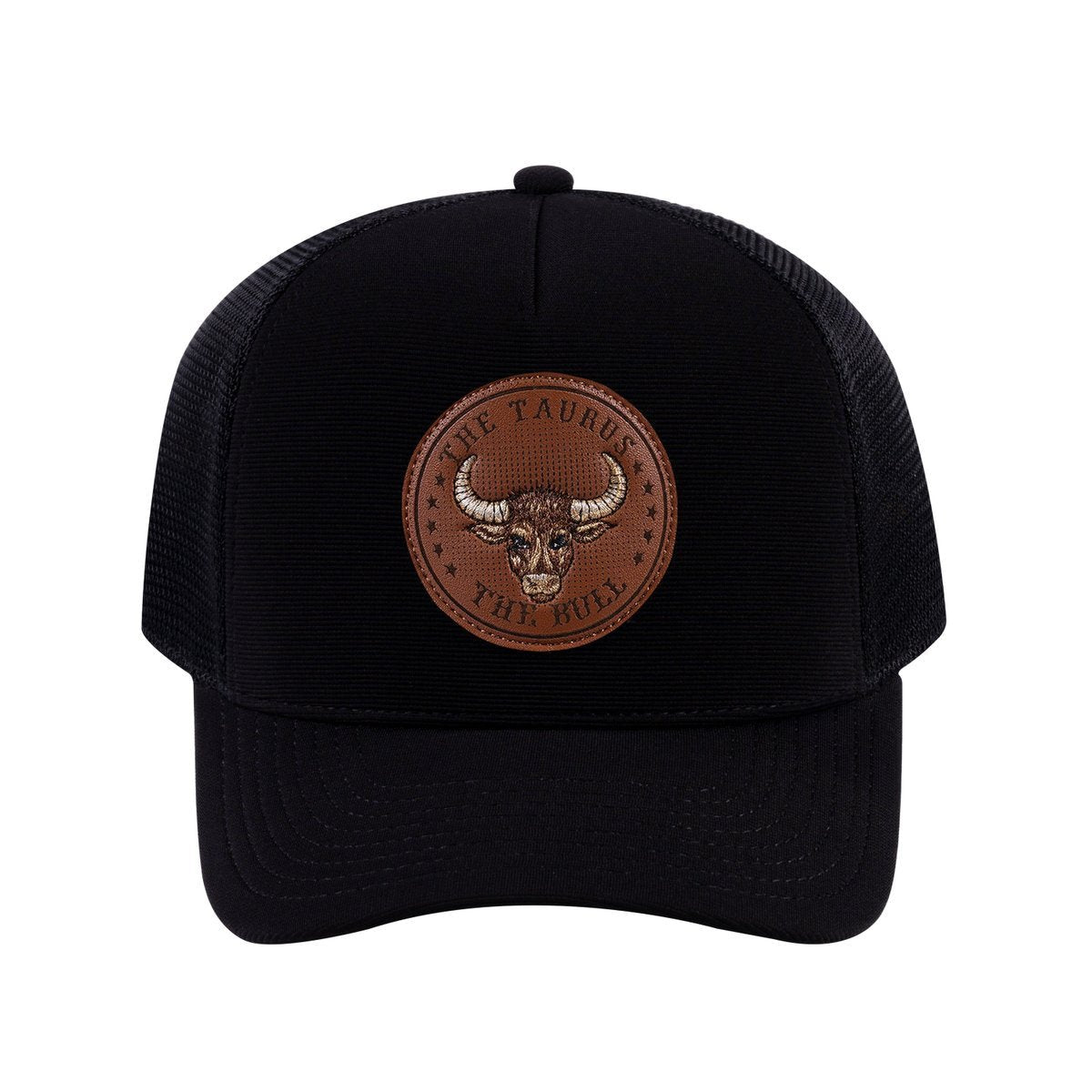 Taurus Zodiac V2 5-Panel Trucker Hat with Black front and Black back