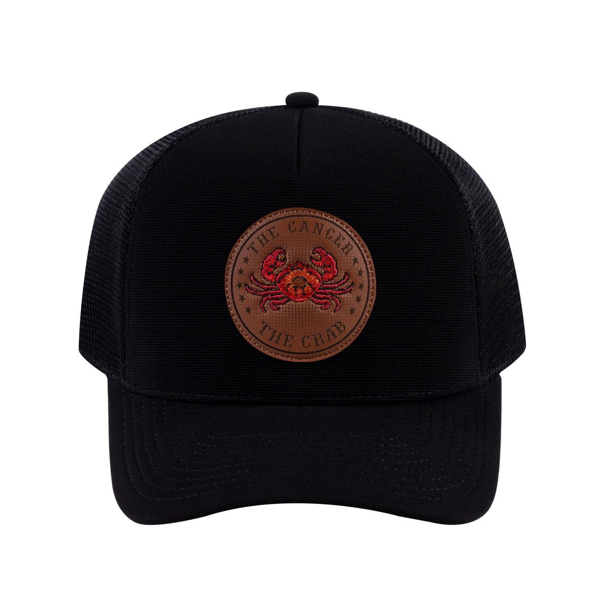 Cancer Zodiac V2 5-Panel Trucker Hat with Black front and Black back