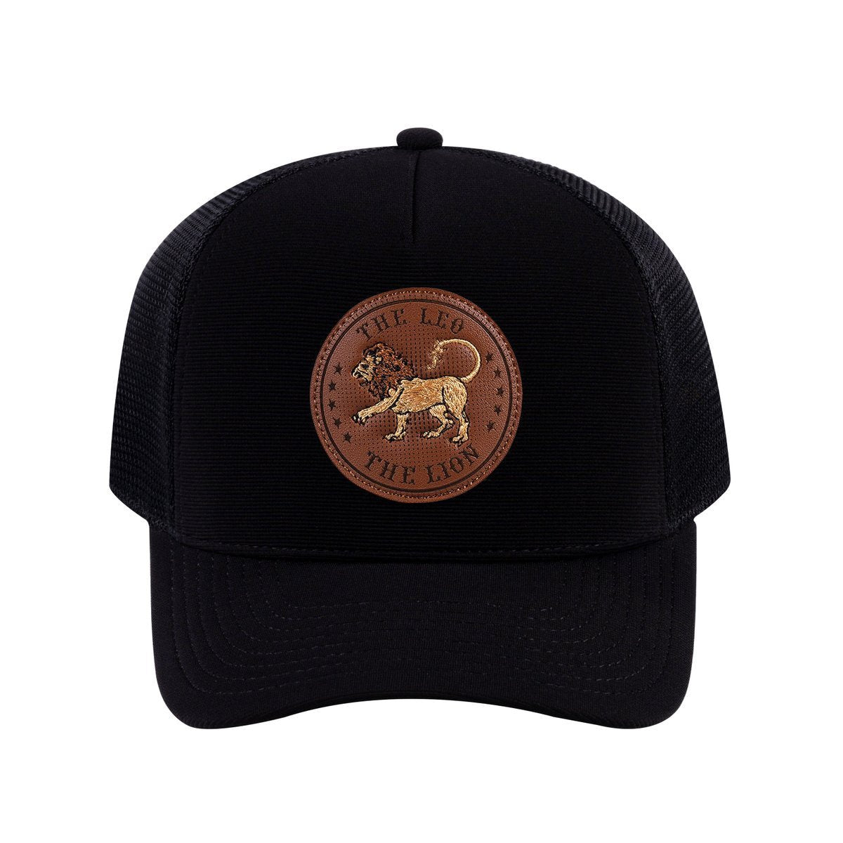 Leo Zodiac V2 5-Panel Trucker Hat with Black front and Black back