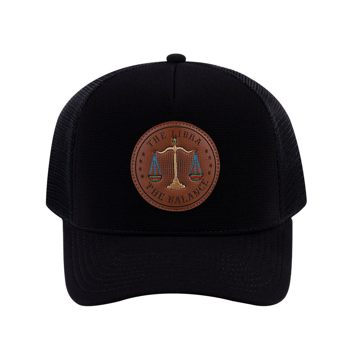 Libra Zodiac V2 5-Panel Trucker Hat with Black front and Black back