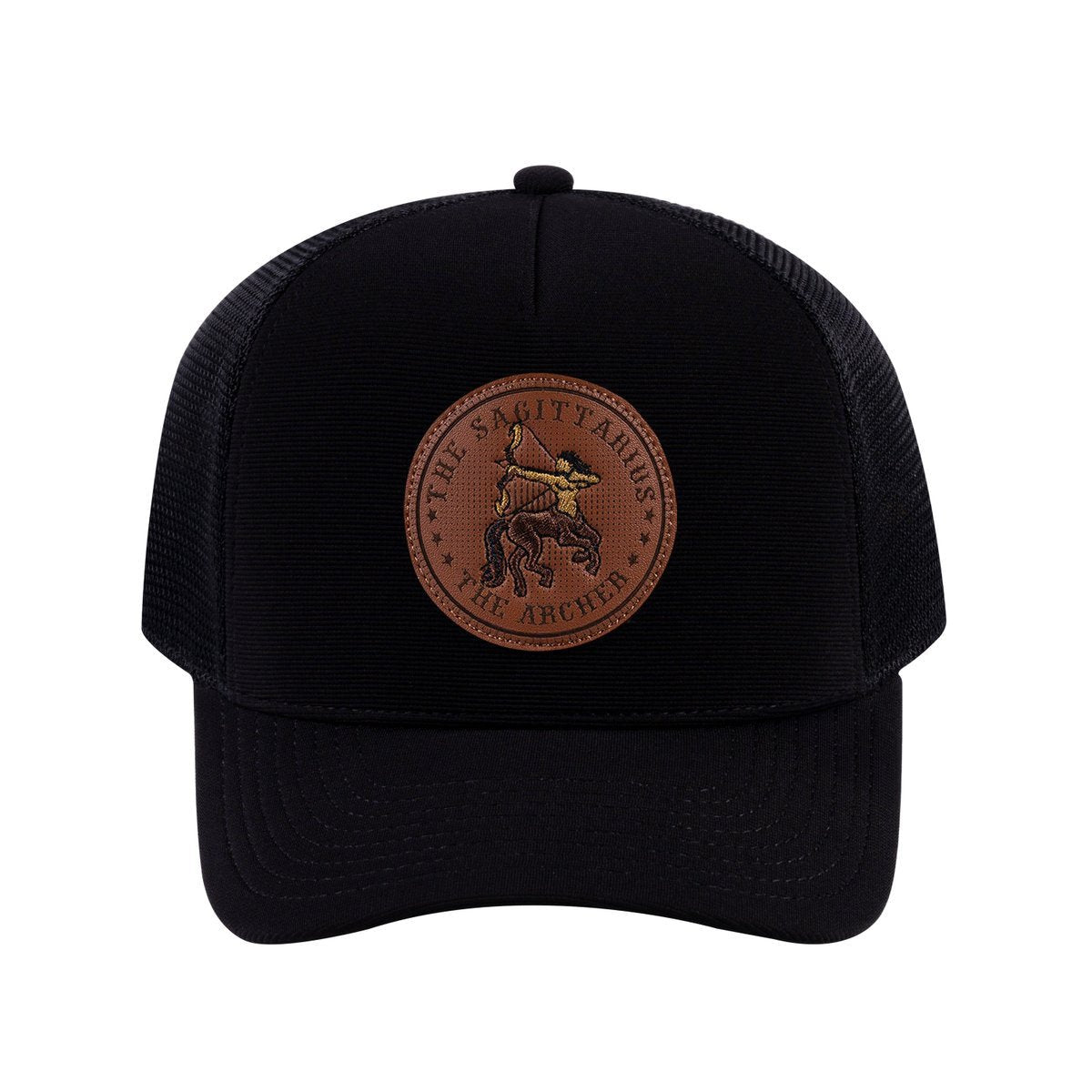 Sagittarius Zodiac V2 5-Panel Trucker Hat with Black front and Black back