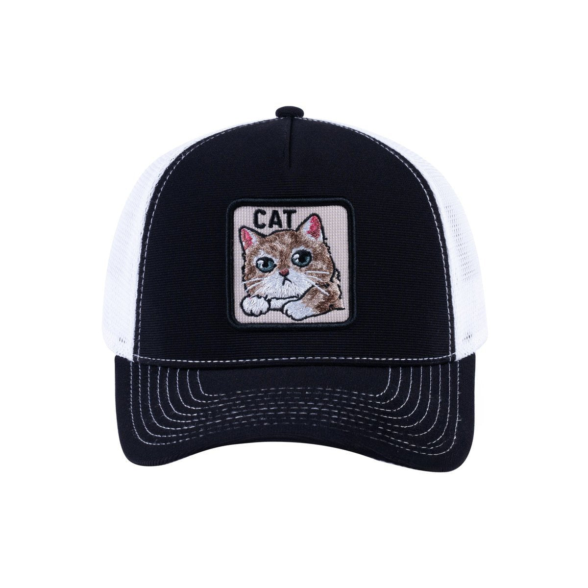 Cat V2 5-Panel Trucker Hat with Black front and White back