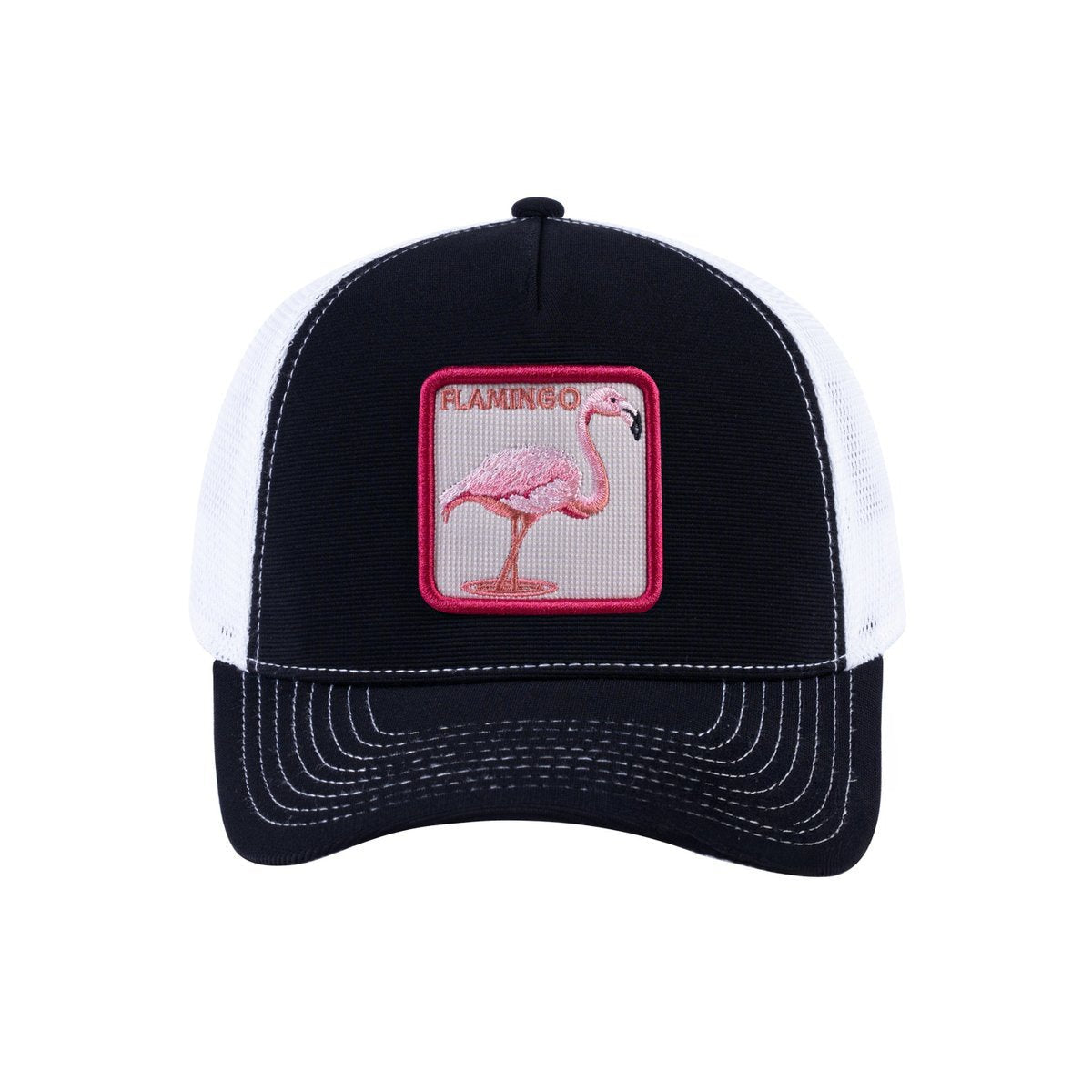 Flamingo V2 5-Panel Trucker Hat with Black front and White back