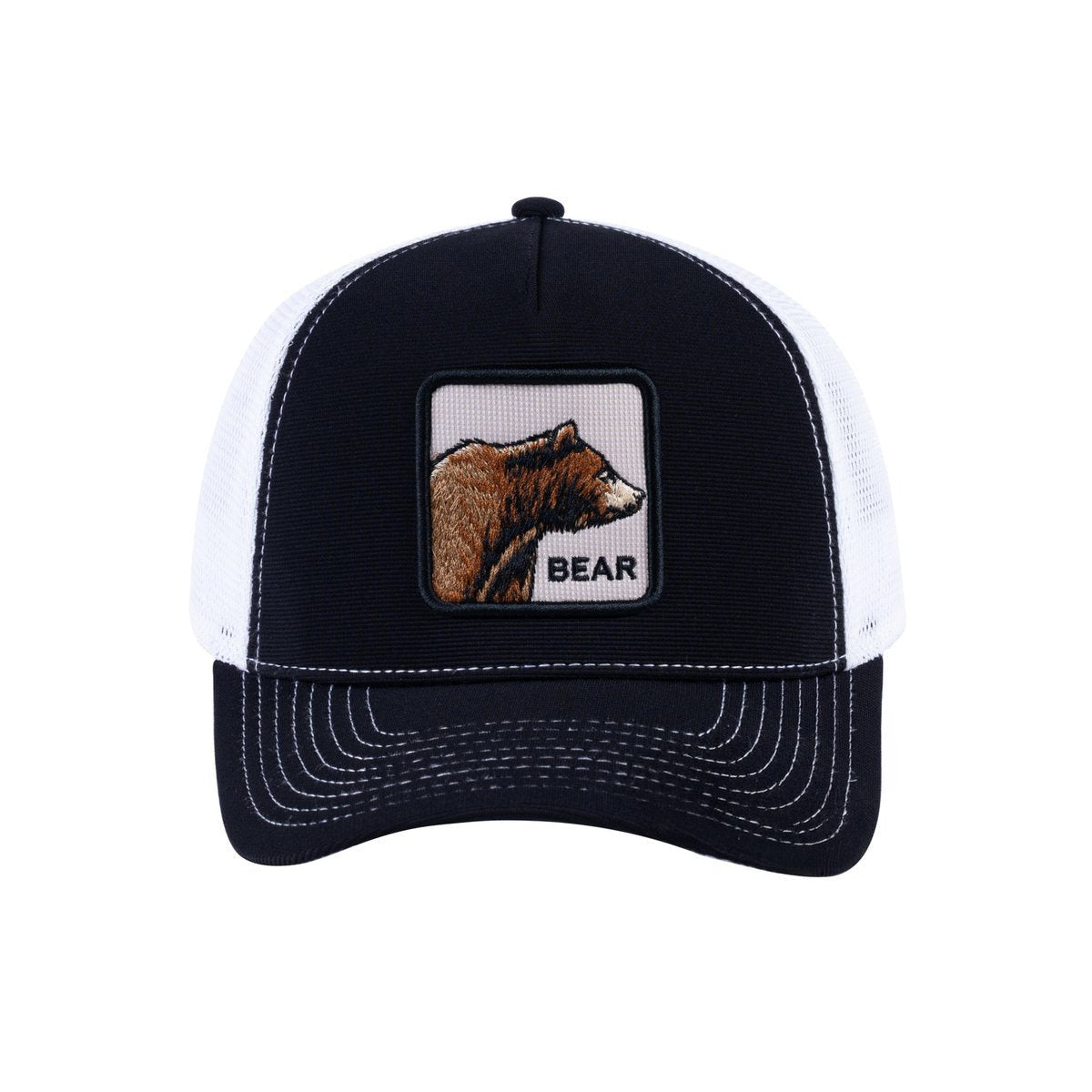 Bear V2 5-Panel Trucker Hat with Black front and White back