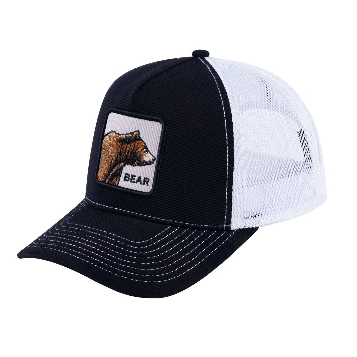 Bear V2 5-Panel Trucker Hat with Black front and White back