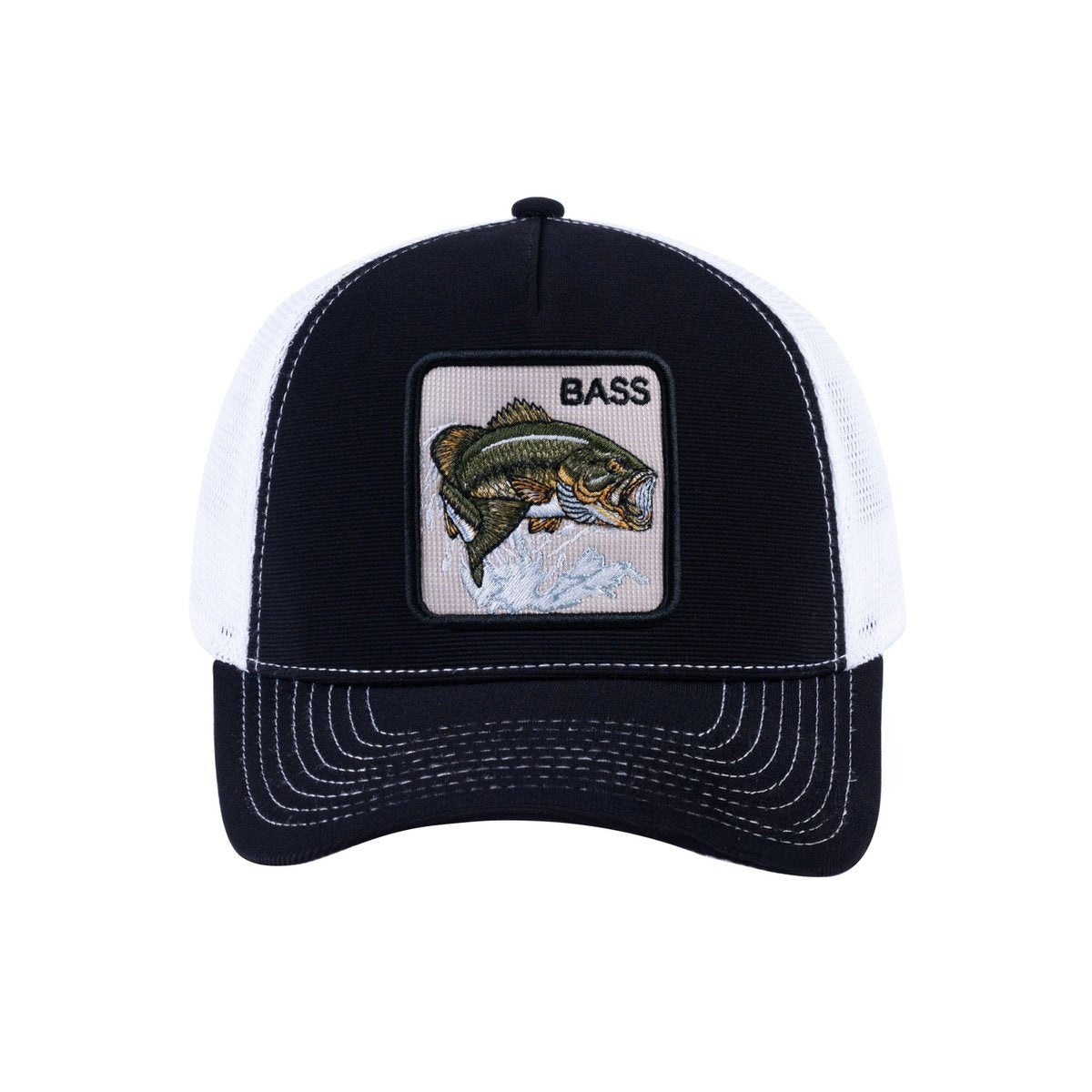 Bass V2 5-Panel Trucker Hat with Black front and White back