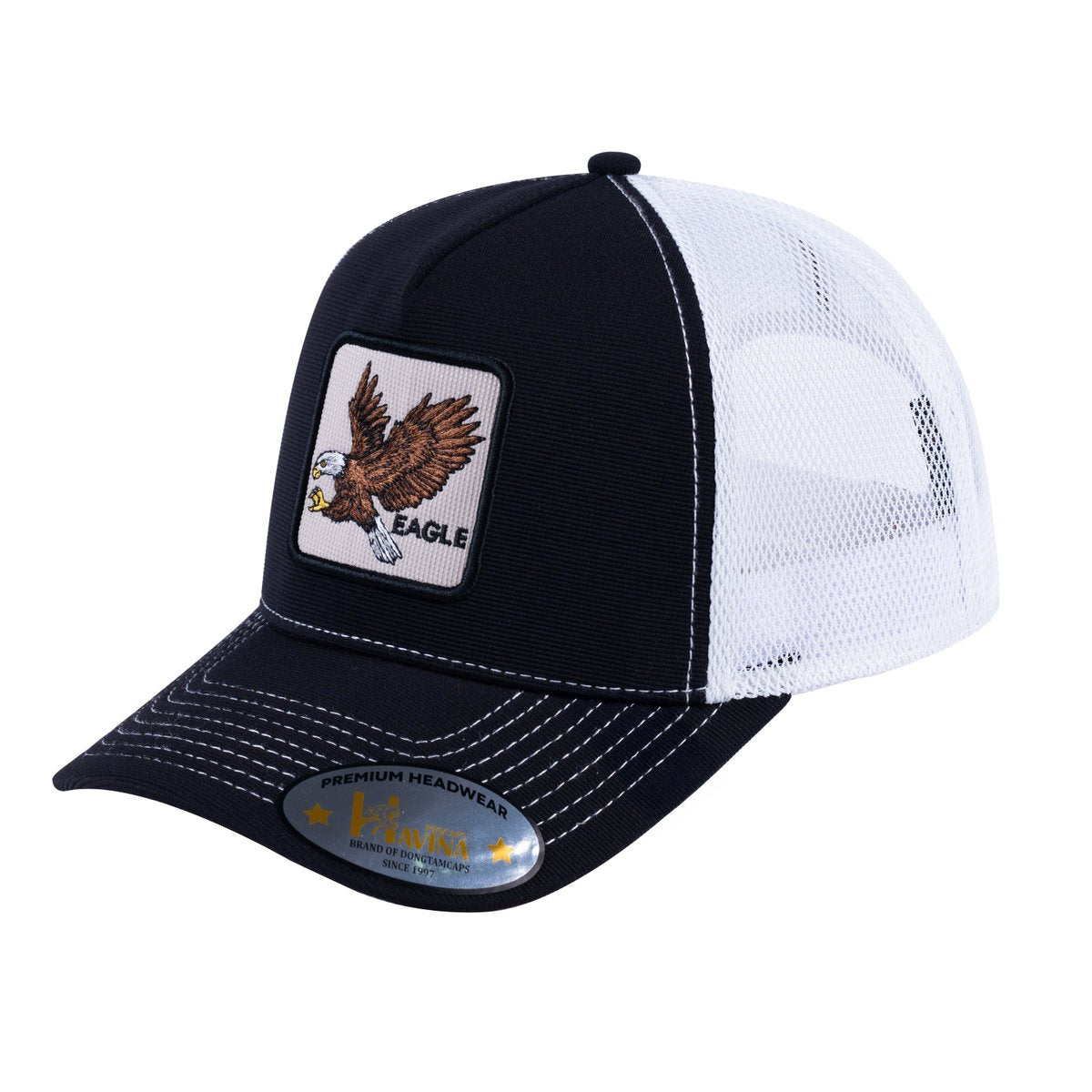 Eagle V2 5-Panel Trucker Hat with Black front and White back