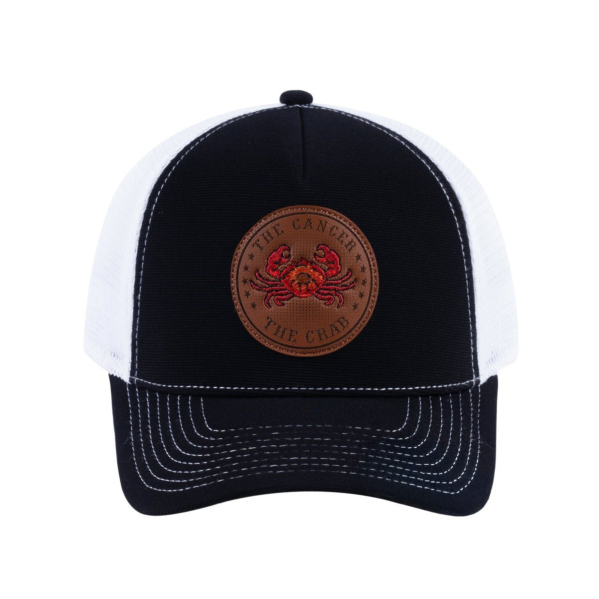 Cancer Zodiac V2 5-Panel Trucker Hat with Black front and White back