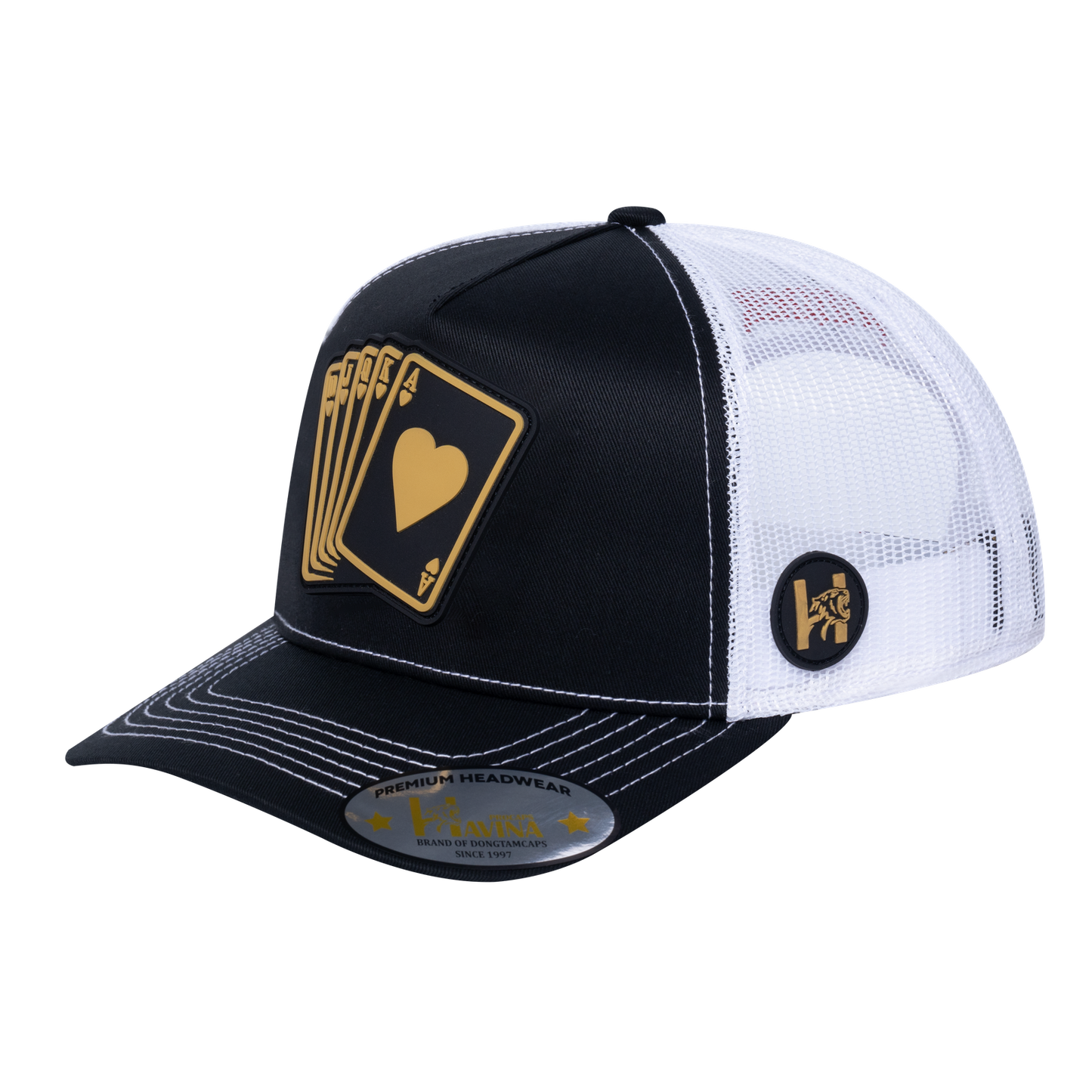 Poker 10JQKA 5-Panel Trucker Hat - Black front / White back / POKER1