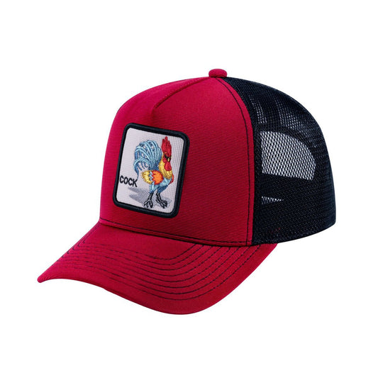 Chicken V2 5-Panel Trucker Hat with Burgundy front and Black back