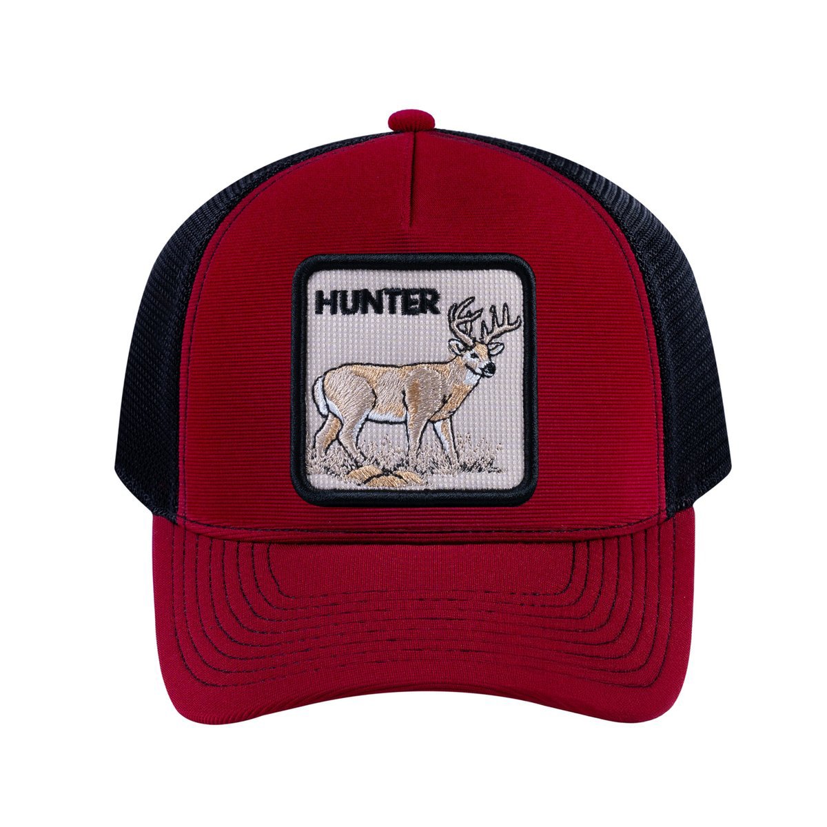 Hunter V2 5-Panel Trucker Hat with Burgundy front and Black back