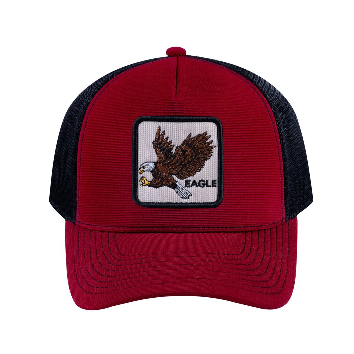 Eagle V2 5-Panel Trucker Hat with Burgundy front and Black back