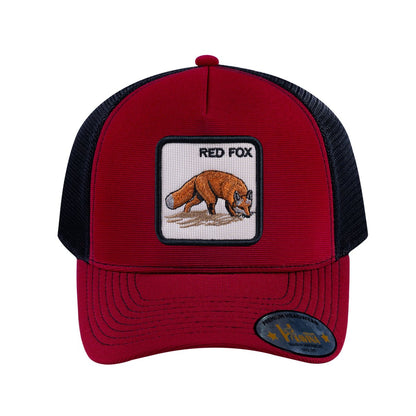 Red Fox V2 5-Panel Trucker Hat with Burgundy front and Black back