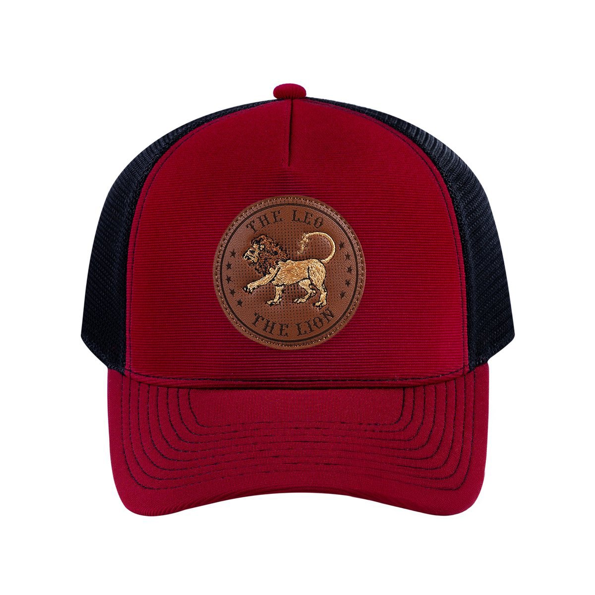 Leo Zodiac V2 5-Panel Trucker Hat with Burgundy front and Black back