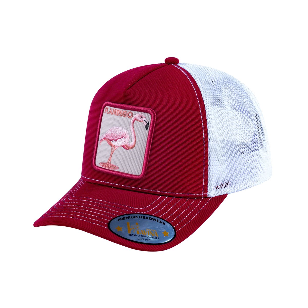 Flamingo V2 5-Panel Trucker Hat with Burgundy front and White back