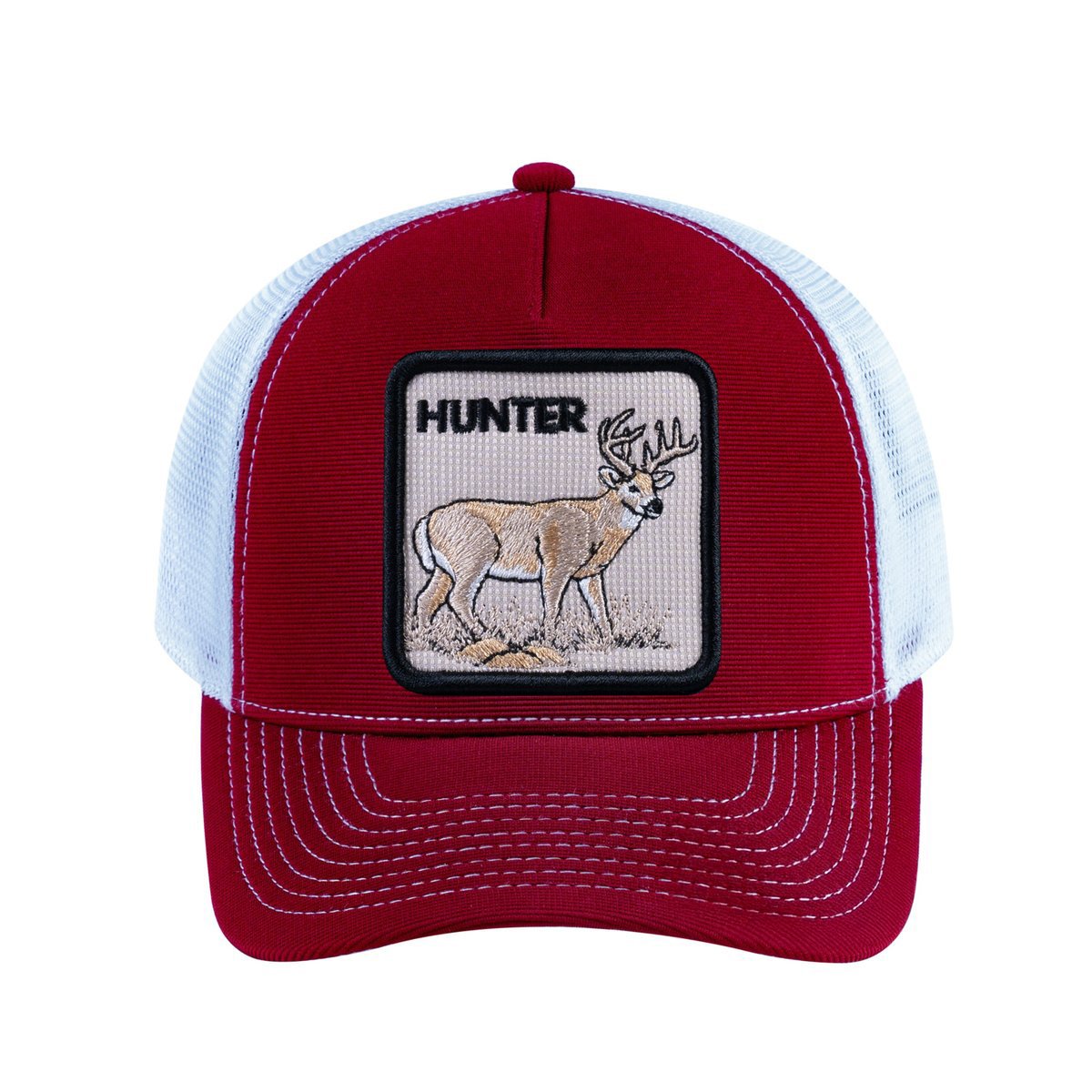 Hunter V2 5-Panel Trucker Hat with Burgundy front and White back