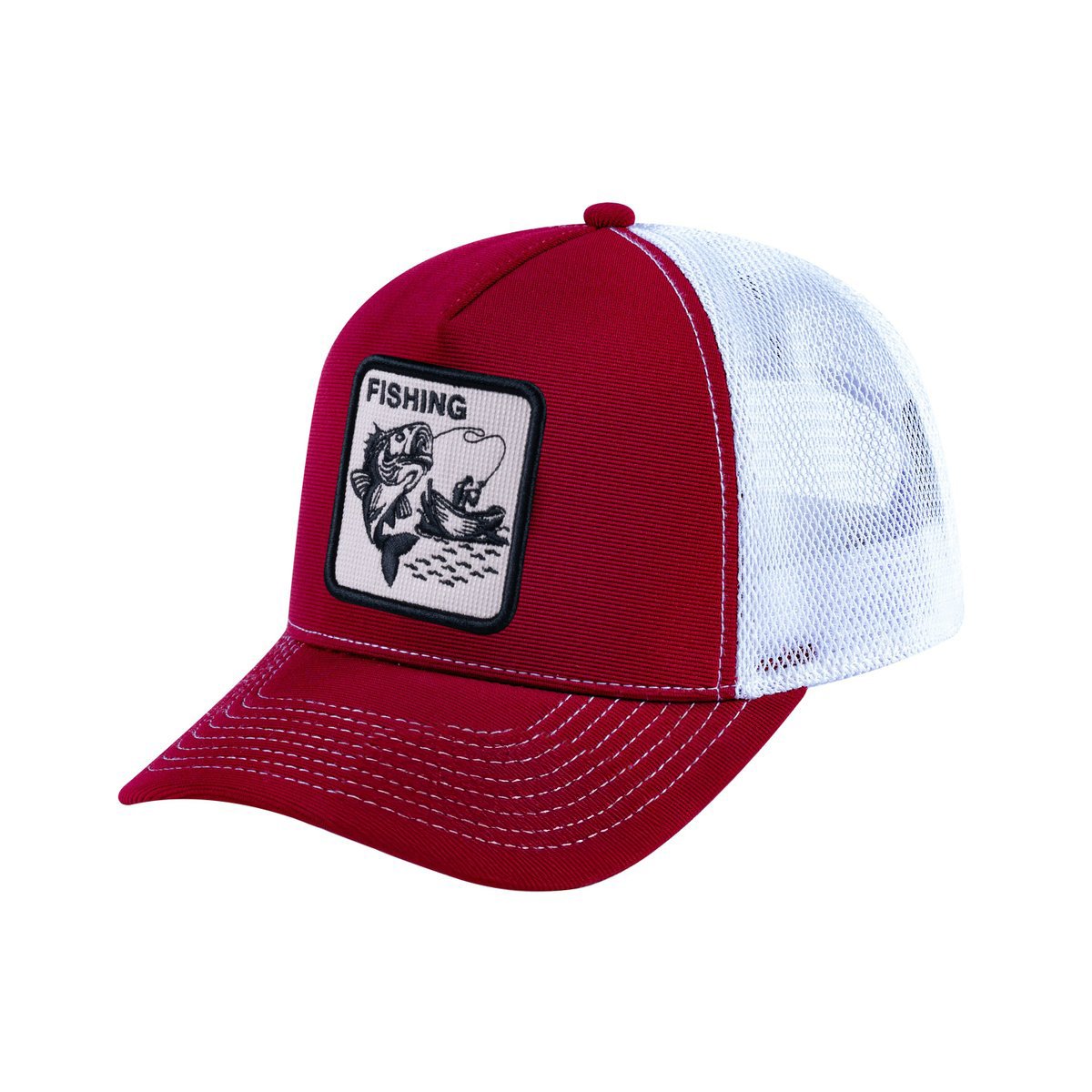 Fishing V2 5-Panel Trucker Hat with Burgundy front and White back