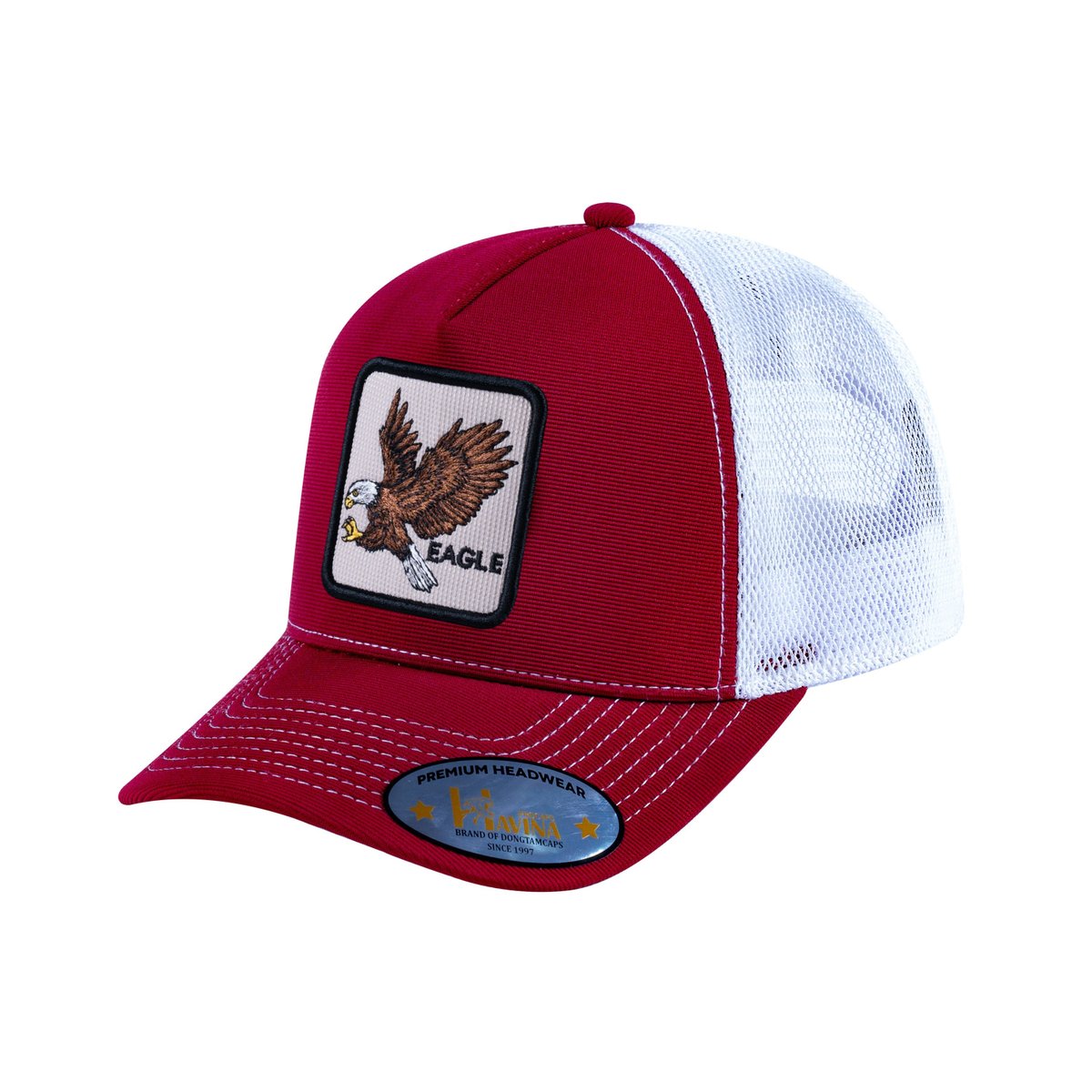 Eagle V2 5-Panel Trucker Hat with Burgundy front and White back