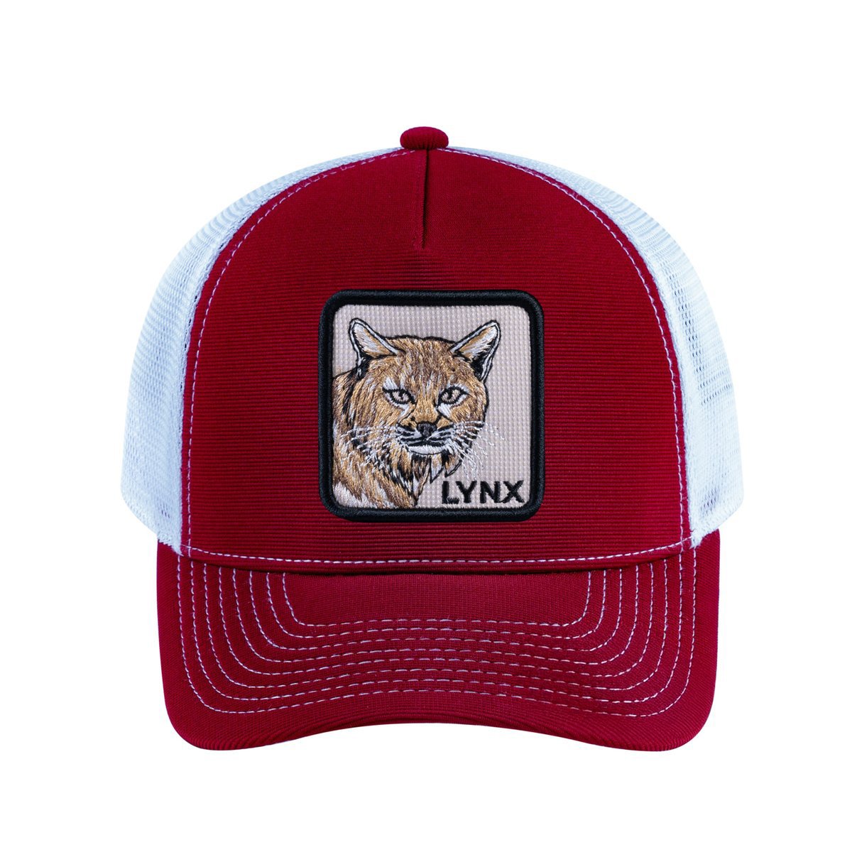 Lynx V2 5-Panel Trucker Hat with Burgundy front and White back