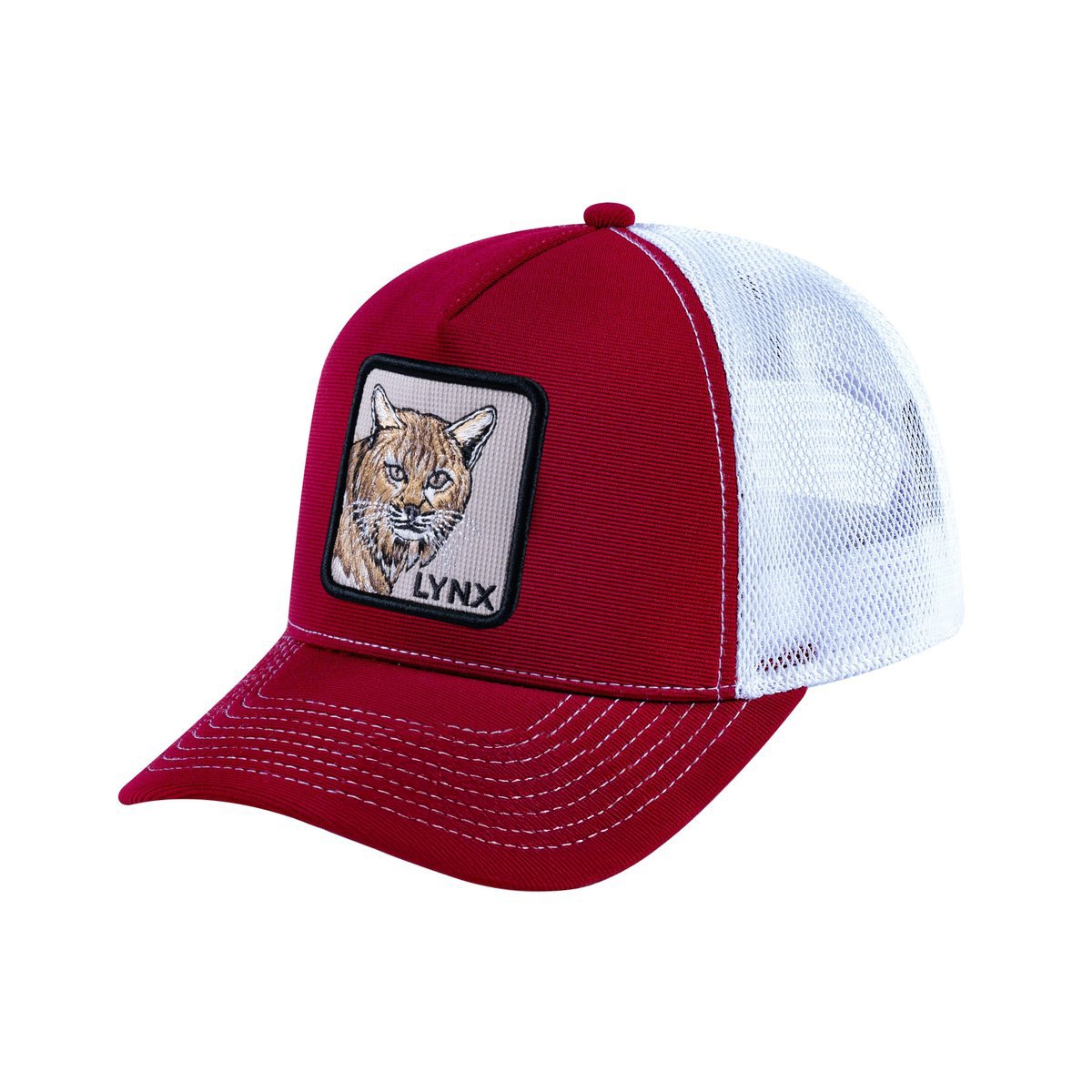 Lynx V2 5-Panel Trucker Hat with Burgundy front and White back