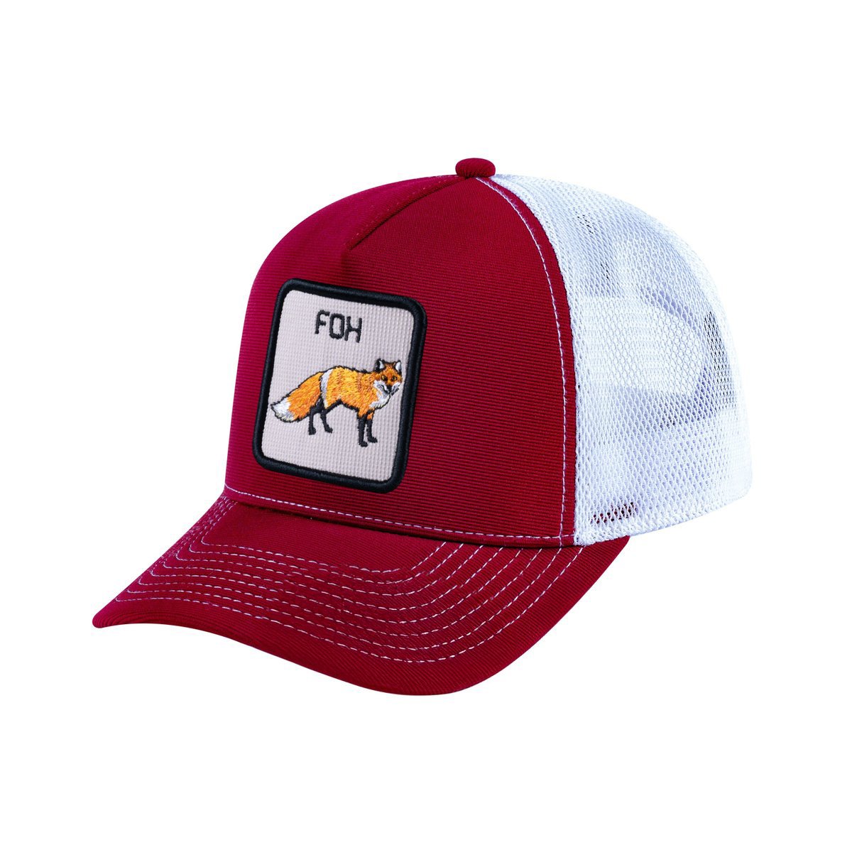 Fox V2 5-Panel Trucker Hat with Burgundy front and White back