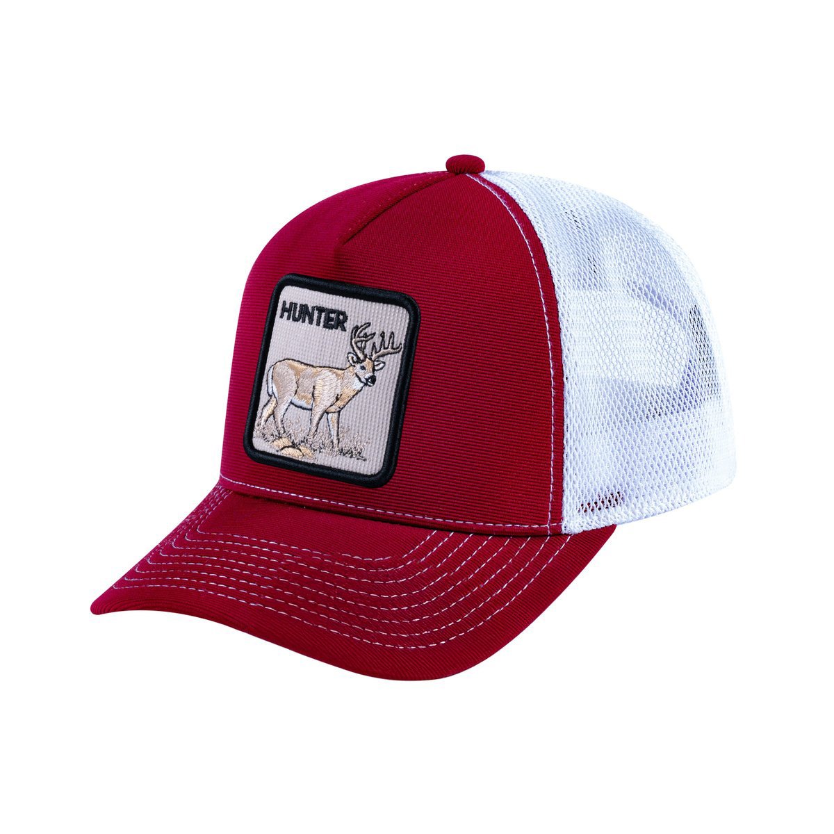 Hunter V2 5-Panel Trucker Hat with Burgundy front and White back