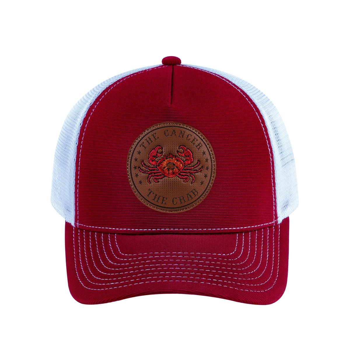 Cancer Zodiac V2 5-Panel Trucker Hat with Burgundy front and White back