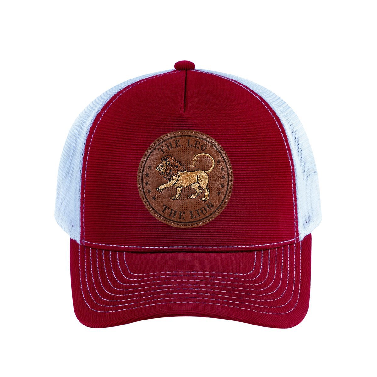 Leo Zodiac V2 5-Panel Trucker Hat with Burgundy front and White back