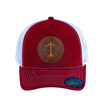 Libra Zodiac V2 5-Panel Trucker Hat with Burgundy front and White back