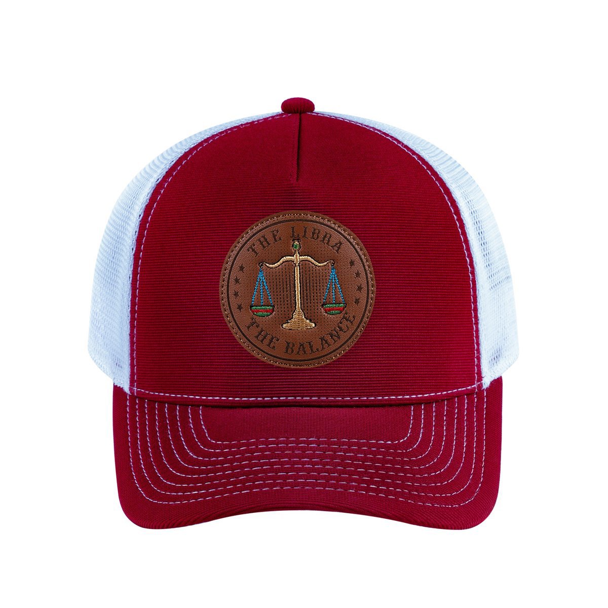 Libra Zodiac V2 5-Panel Trucker Hat with Burgundy front and White back