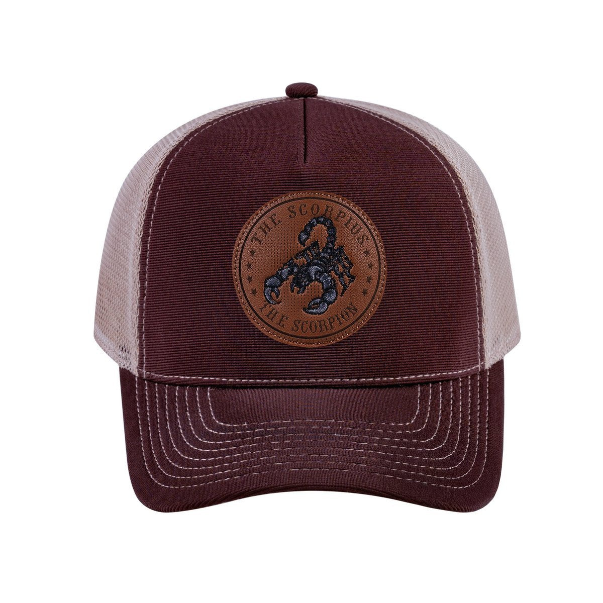 Scorpio Zodiac V2 5-Panel Trucker Hat with Dark Brown front and Khaki back