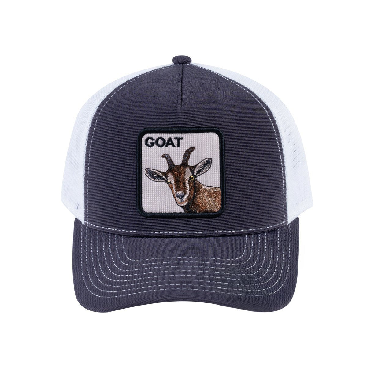 Goat V2 5-Panel Trucker Hat with Dark Grey front and White back