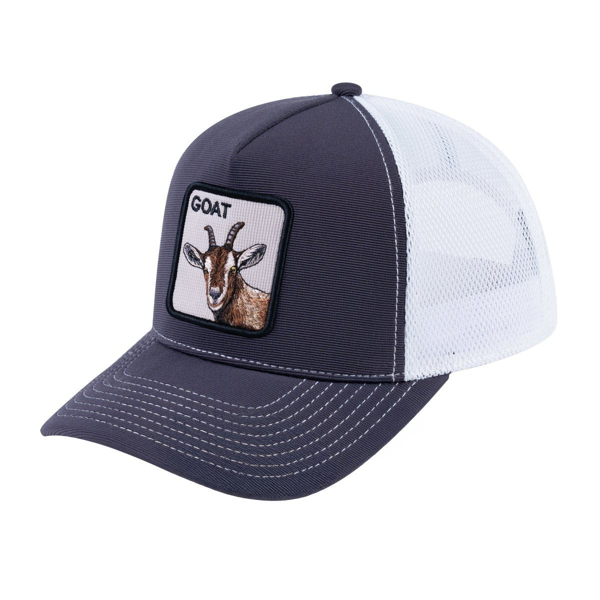 Goat V2 5-Panel Trucker Hat with Dark Grey front and White back