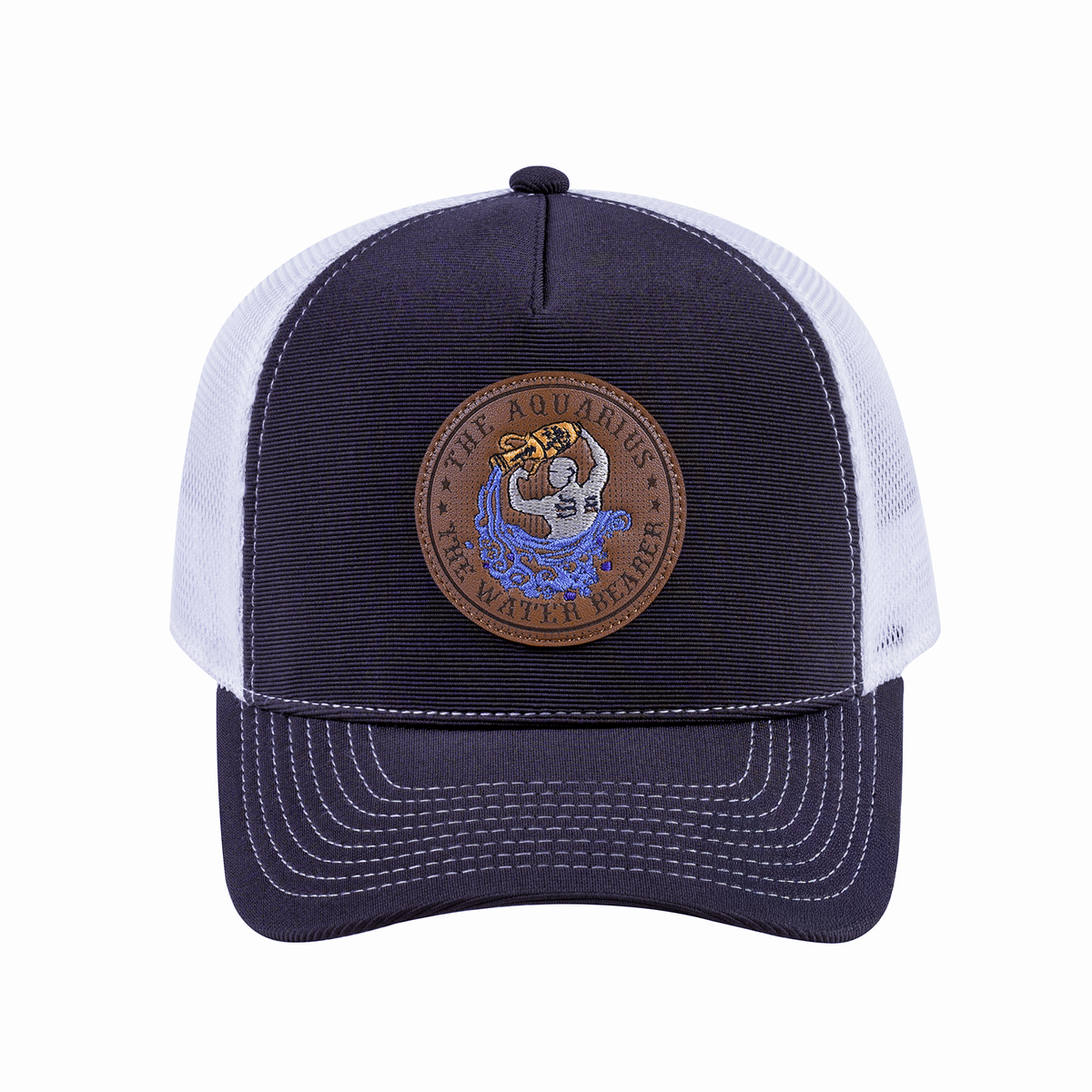 Aquarius Zodiac V2 5-Panel Trucker Hat with Dark Grey front and White back