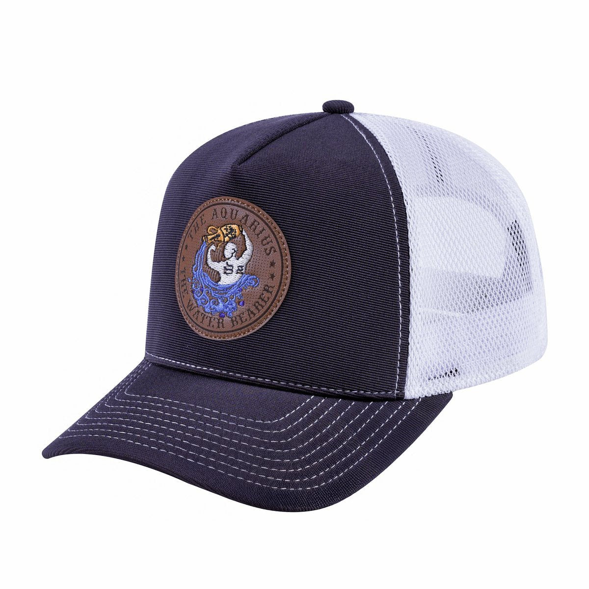 Aquarius Zodiac V2 5-Panel Trucker Hat with Dark Grey front and White back