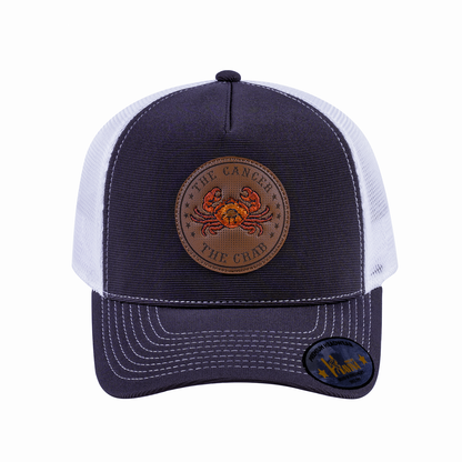 Cancer Zodiac V2 5-Panel Trucker Hat with Dark Grey front and White back