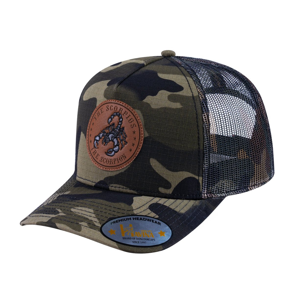 Scorpio Zodiac V2 5-Panel Trucker Hat with Green Camo front and Green Camo back