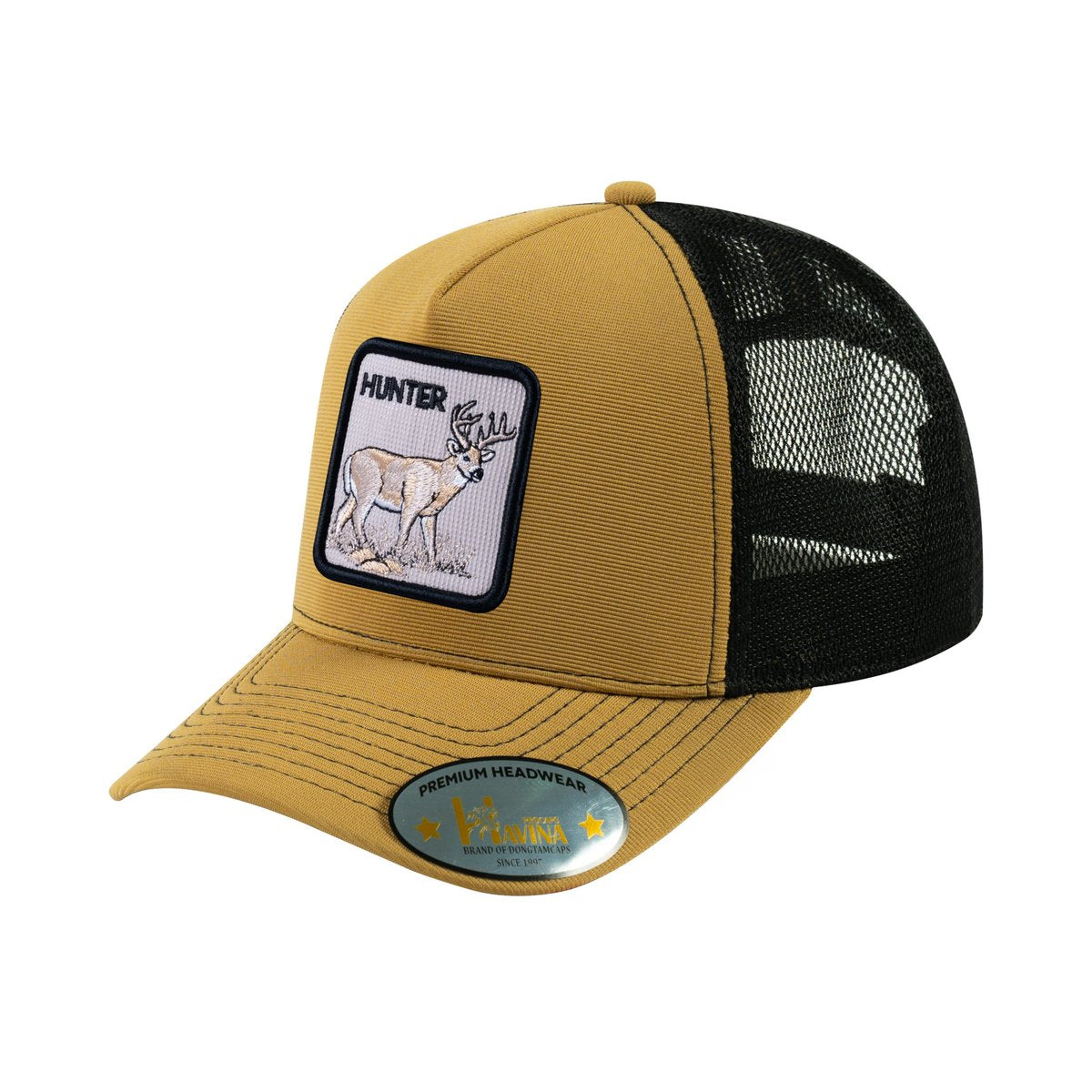 Hunter V2 5-Panel Trucker Hat with Light Brown front and Black back