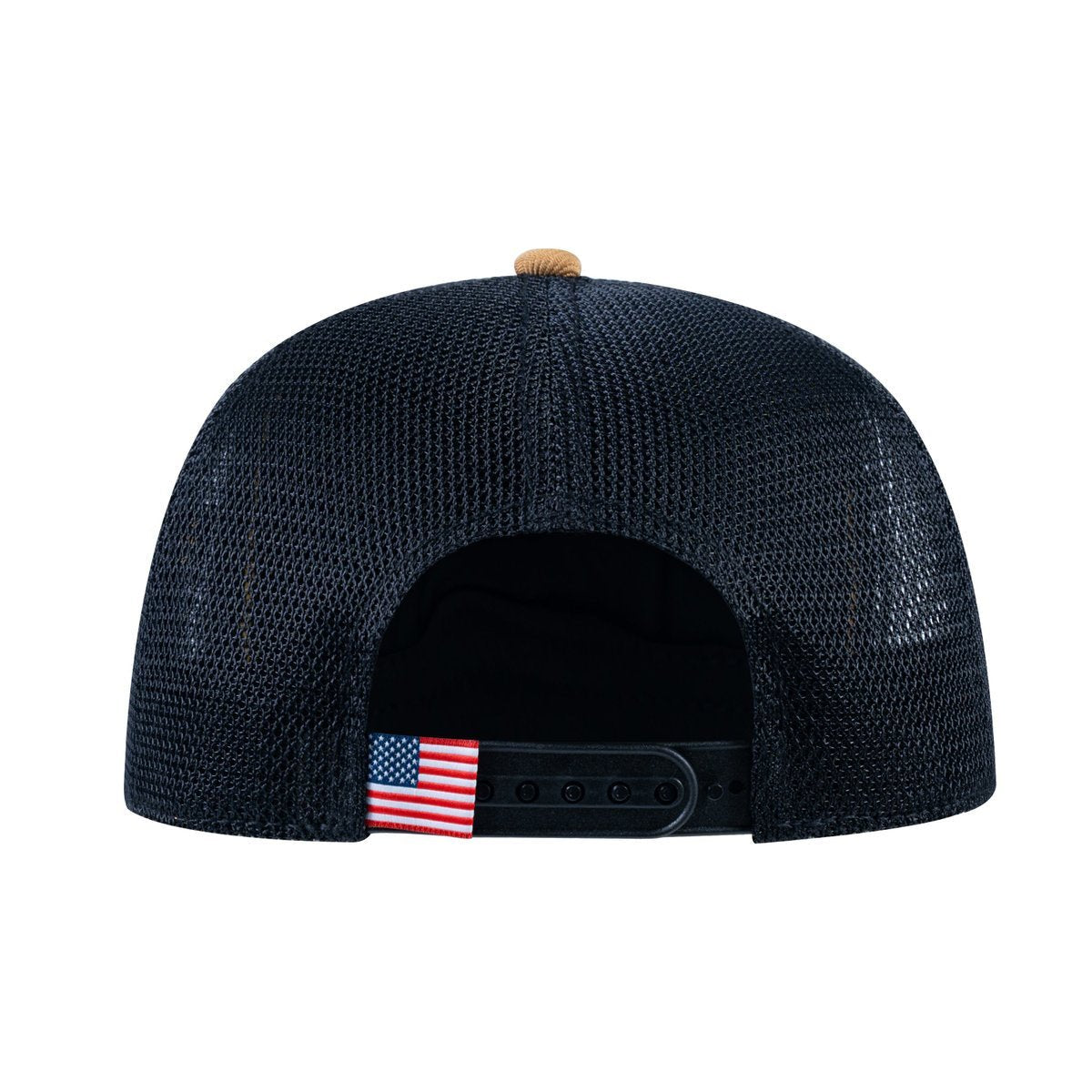Reindeer V2 5-Panel Trucker Hat with Light Brown front and Black back