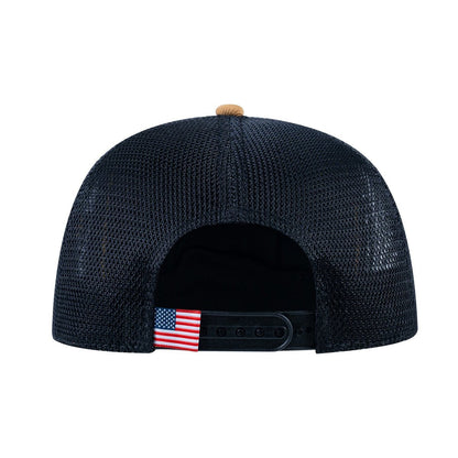 Leopard V2 5-Panel Trucker Hat with Light Brown front and Black back