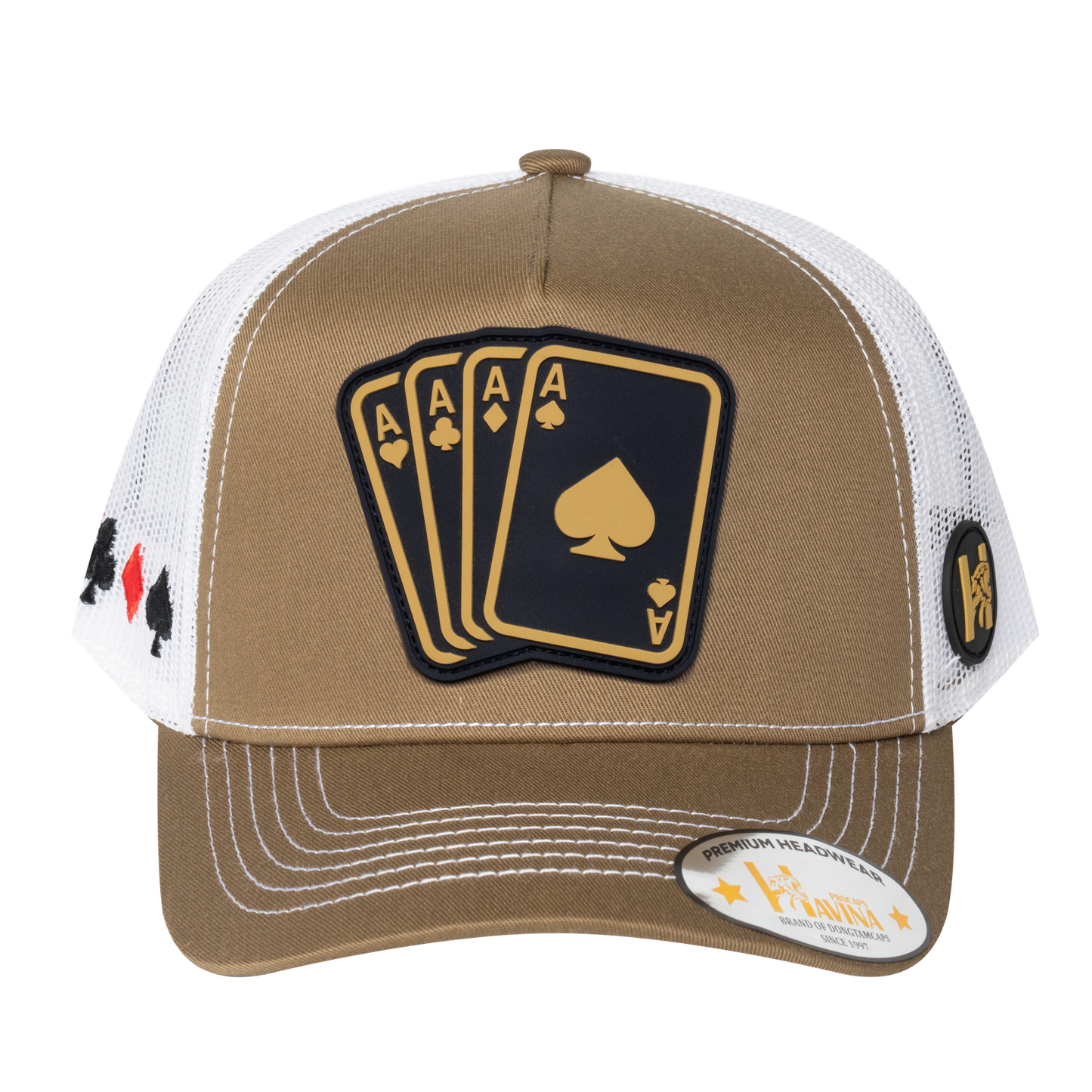Winner Poker 10JQKA 5-Panel Trucker Hat - Light Brown front / White back / WINNER1
