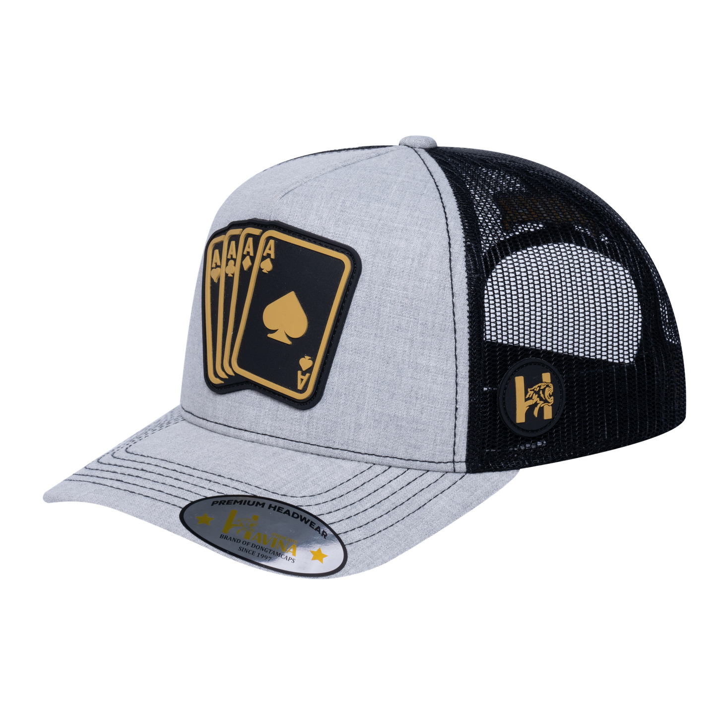 Winner Poker 10JQKA 5-Panel Trucker Hat - Light Grey Heather front / Black back / WINNER1