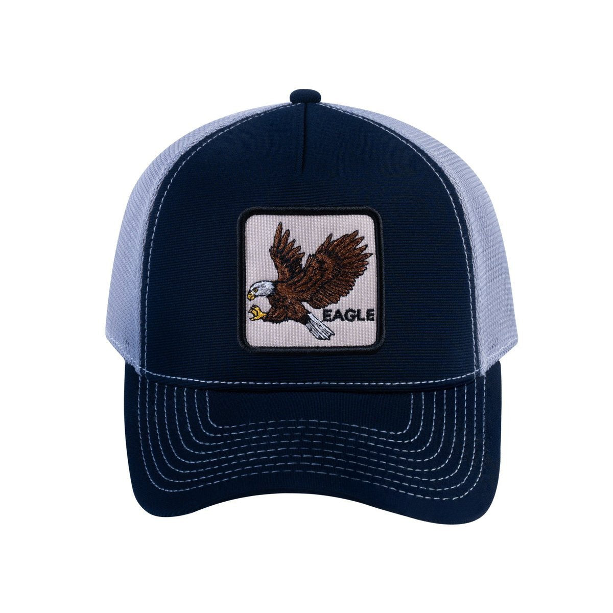 Eagle V2 5-Panel Trucker Hat with Navy front and Light Grey back